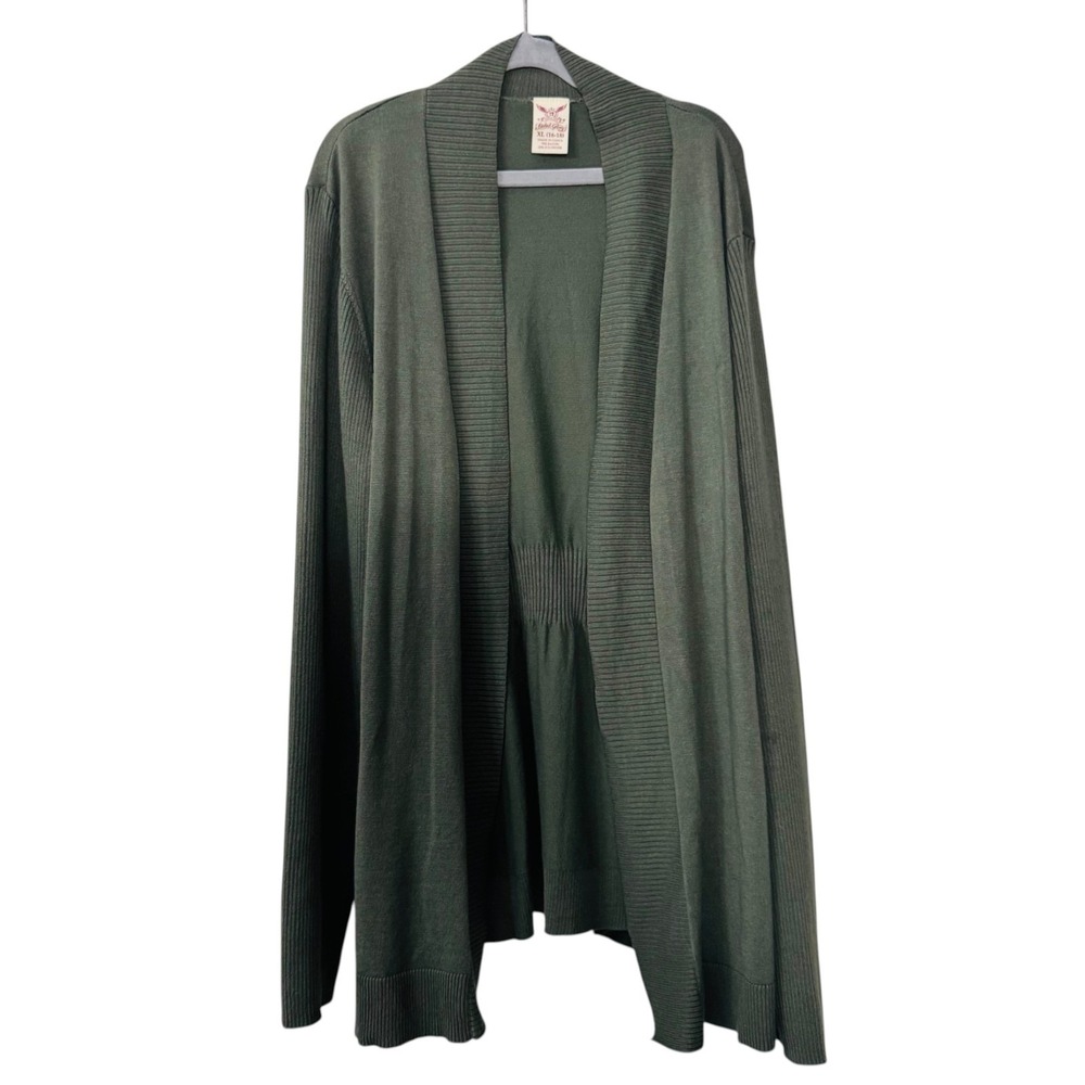 Faded Glory XL 16-18 Sage Green Draped Cardigan Flowy Peplum Cottagecore Boho